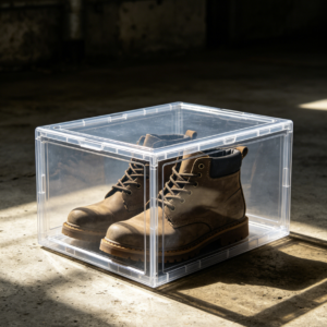 Reinforced Transparent Foldable Boot Shoe Box