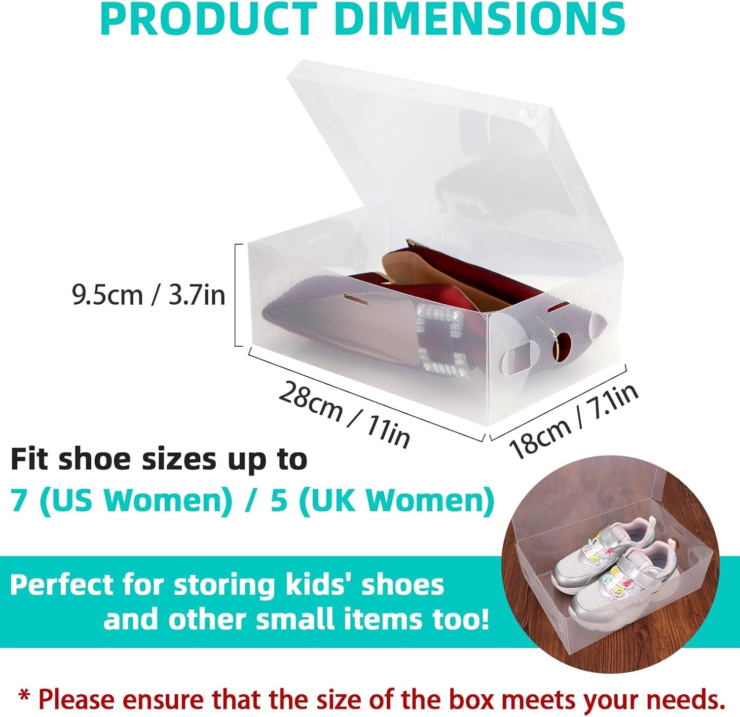 10 Kids Women Smart Storage Containers Foldable Clear Shoe Box Set - Image 2
