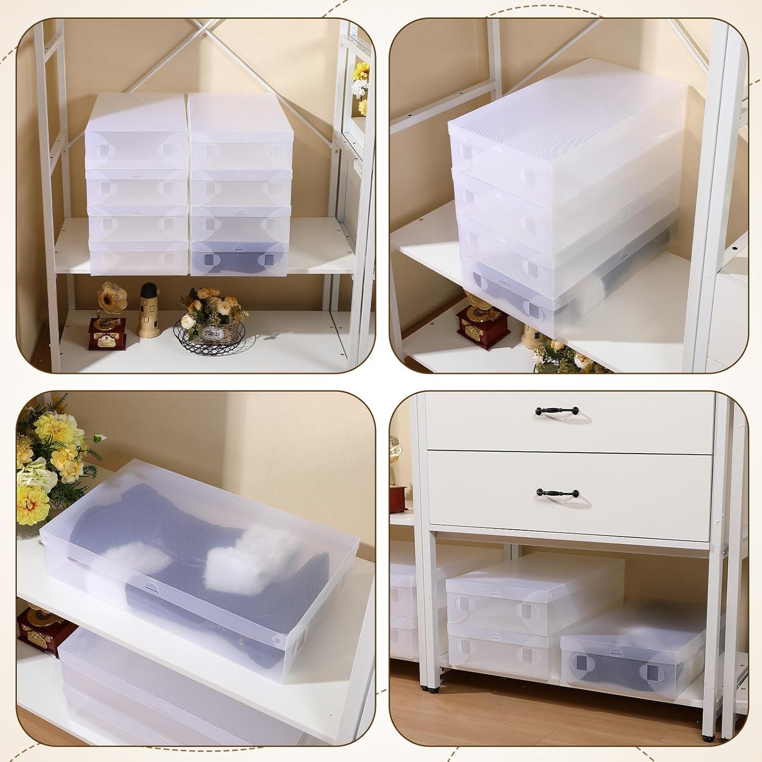 12 Pack Large Boot Storage Boxes with Lids for Tall Boots 20.5" x 11.8" x 4.5" Stackable Clear Plastic Shoe Organizer Container Space-saving Shoe Storage Box for Sneakers and High Heels - Image 2