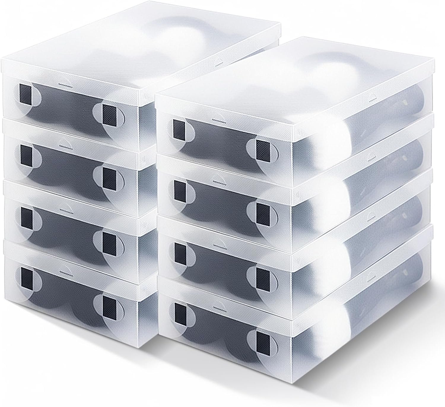 8 Pack Large Boot Storage Boxes with Lids for Tall Boots 20.5" x 11.8" x 4.5" Stackable Clear Plastic Shoe Organizer Container Space-saving Shoe Storage Box for Sneakers and High Heels