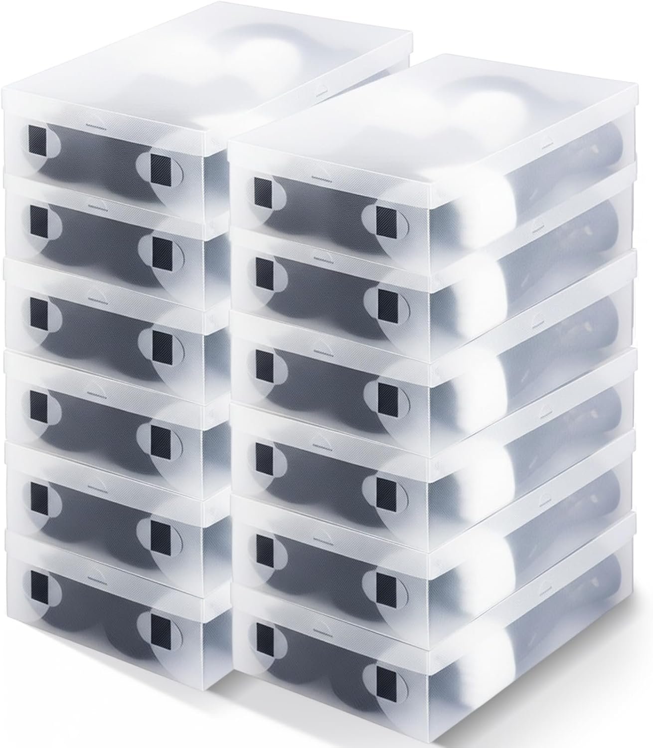 12 Pack Large Boot Storage Boxes with Lids for Tall Boots 20.5" x 11.8" x 4.5" Stackable Clear Plastic Shoe Organizer Container Space-saving Shoe Storage Box for Sneakers and High Heels