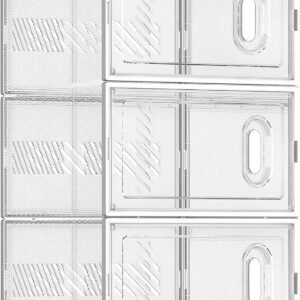 3 Pack Stackable Shoe Storage Boxes Fit Size 9, Thickened Clear Shoe Box Bins with Lids, Plastic Foldable Shoe Rack Organizer Sneaker Storage Containers (Large, )