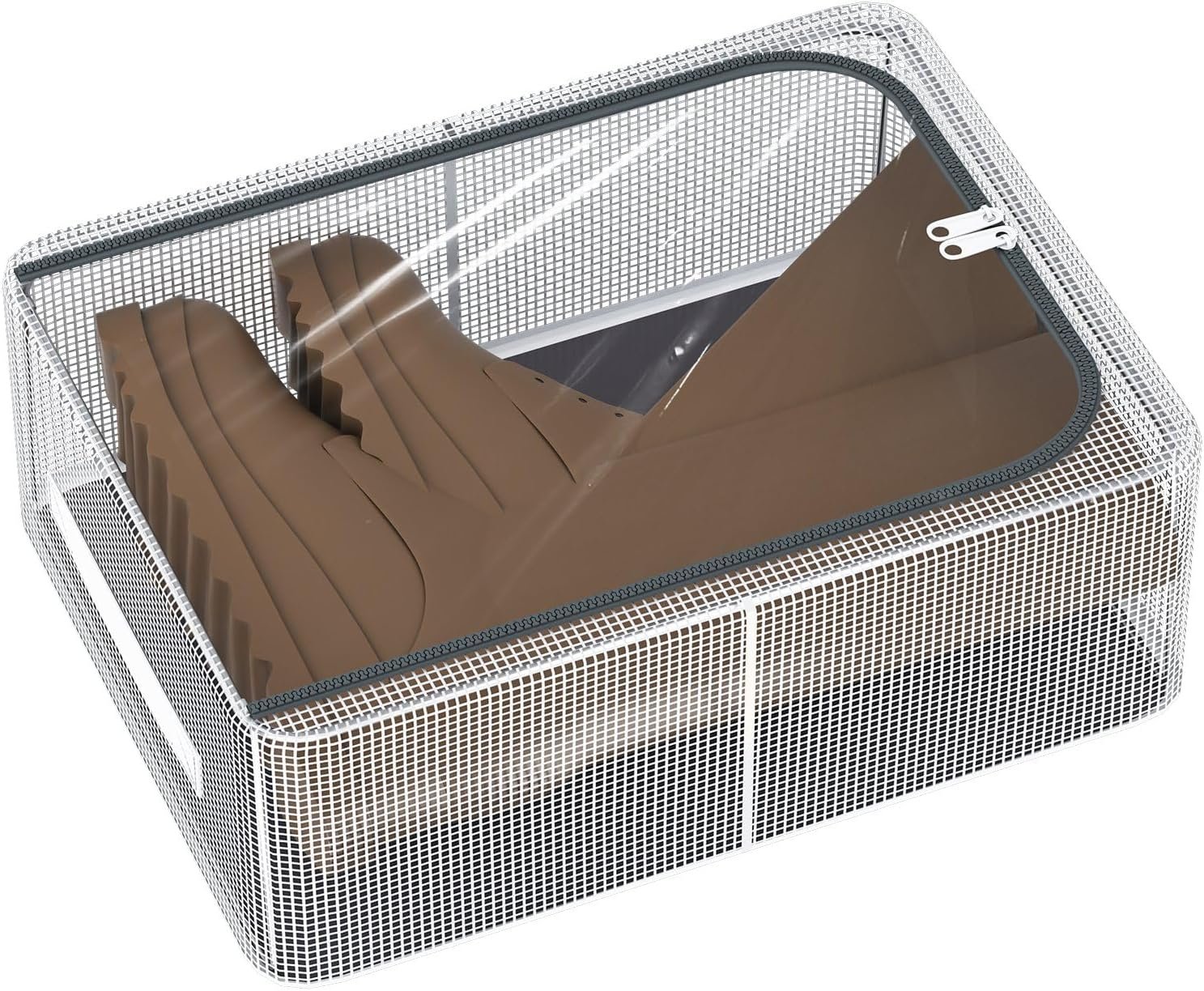 Stackable Storage Boxes with Clear Lids, 15.8-Inch Closet Storage Bins with Metal Frame for Shoe, Boot, Sneaker (1 Pack, 19 Qt, 15.8" x 11.8" x 6")