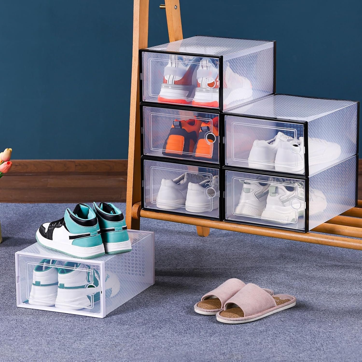6PCS transparent shoebox for easy storage shoes odorless environmentally friendly particles plastic - Image 2